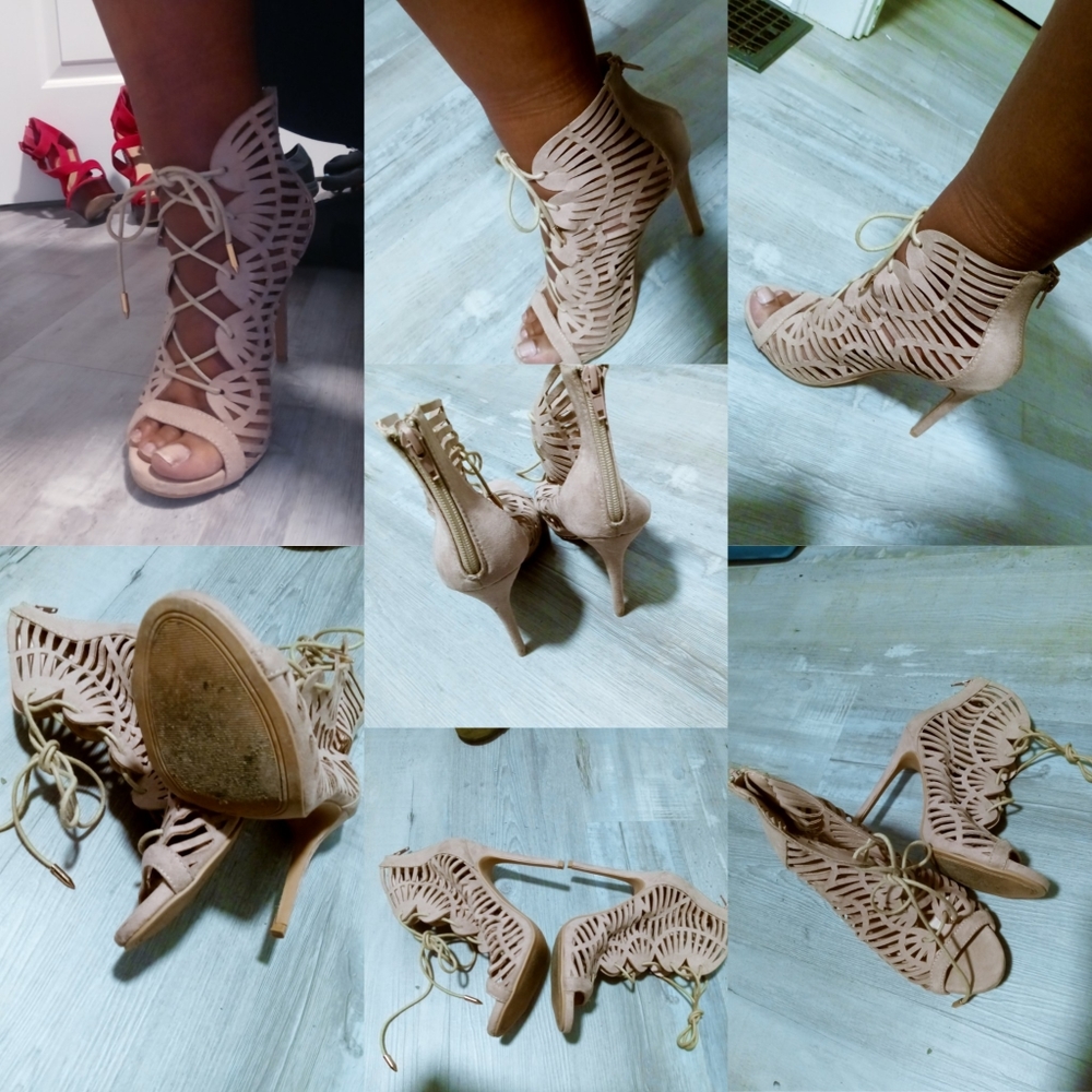 Sexy nude tie up ankle Heel
